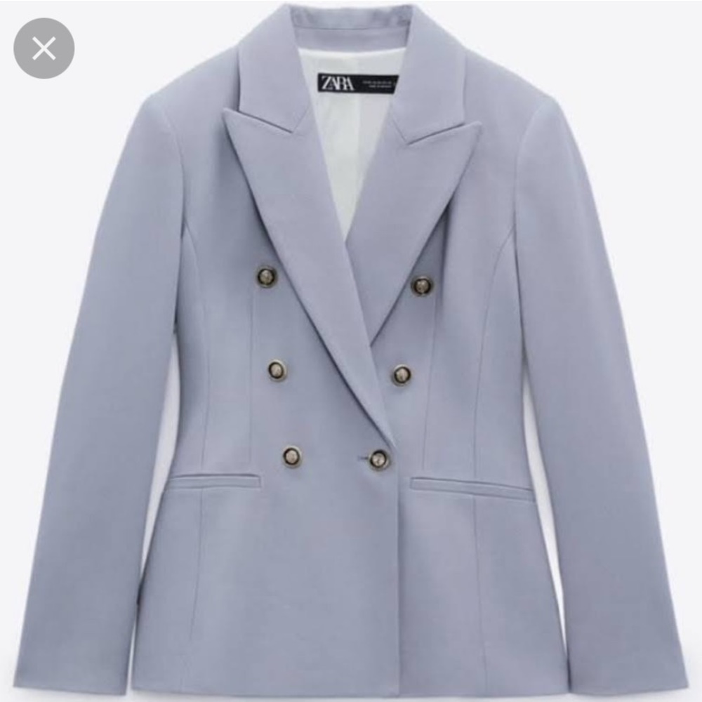 NWT ZARA Tailored Double Breasted Blue Blazer